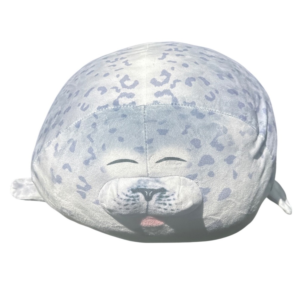 Chubby fat Spotted squish Seal Plush Pillow Grey Leopard Print Blob Seal Toy